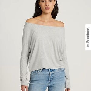 Express Long Sleeved Oversized London Tee Boat Neck Grey XS NWT